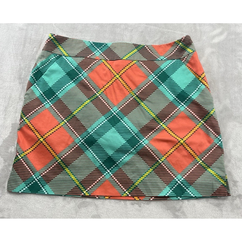 Loudmouth Golf Skort Women 6 Multicolor Plaid Stretch Side Slit Short Skirt